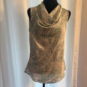 Apt. 9 Cream and Green Cowl Neck Blouse